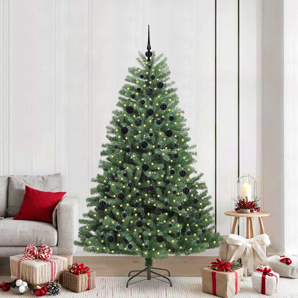 vidaXL Künstlicher klappbarer Weihnachtsbaum mit 300 LEDs Grün 210 cm