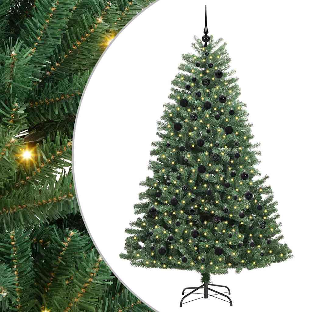 vidaXL Künstlicher klappbarer Weihnachtsbaum mit 300 LEDs Grün 210 cm