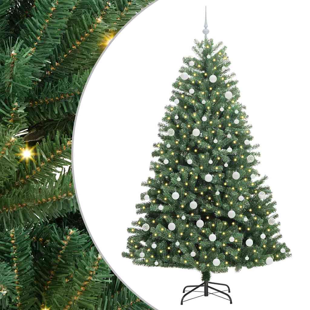 vidaXL Künstlicher klappbarer Weihnachtsbaum mit 300 LEDs Grün 210 cm