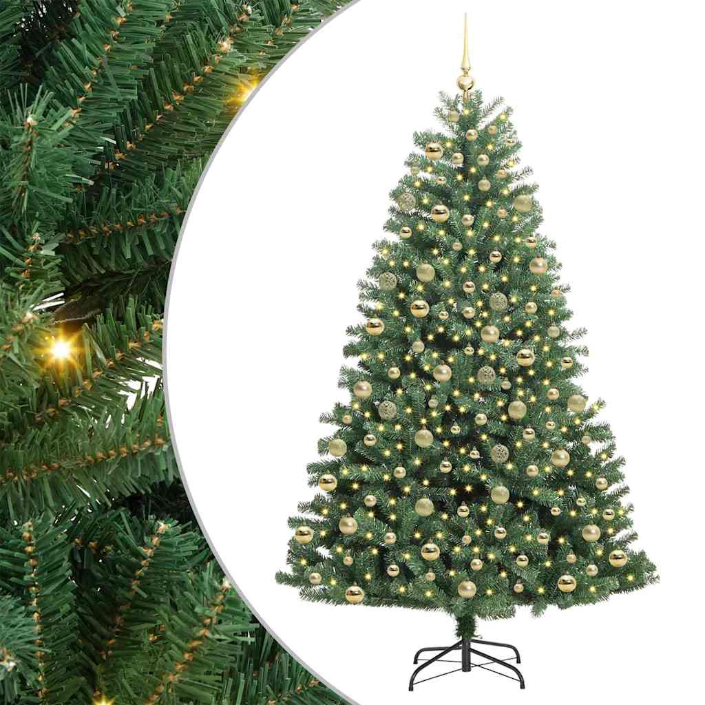 vidaXL Künstlicher klappbarer Weihnachtsbaum mit 300 LEDs Grün 210 cm