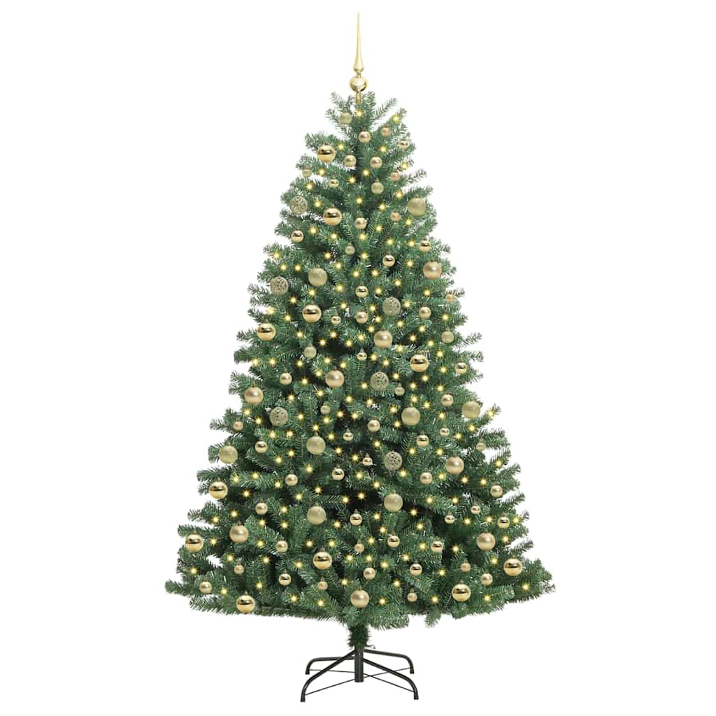 vidaXL Künstlicher klappbarer Weihnachtsbaum mit 300 LEDs Grün 210 cm