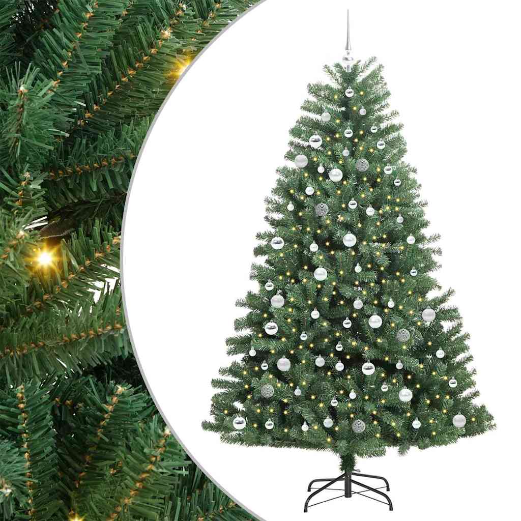 vidaXL Künstlicher klappbarer Weihnachtsbaum mit 300 LEDs Grün 210 cm