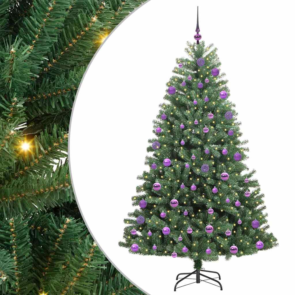 vidaXL Künstlicher klappbarer Weihnachtsbaum mit 300 LEDs Grün 210 cm