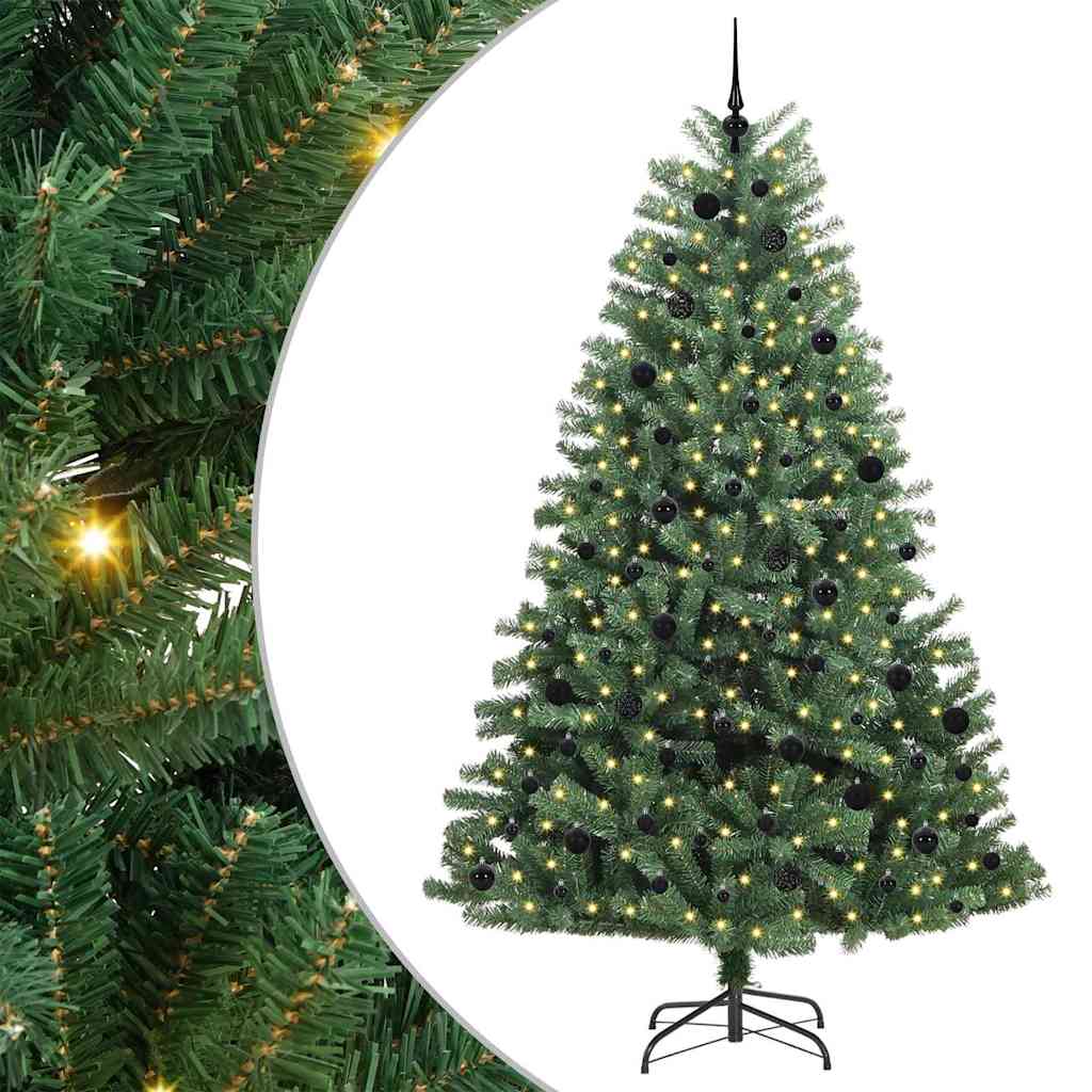 Künstlicher klappbarer Weihnachtsbaum mit 300 LEDs Grün 240 cm