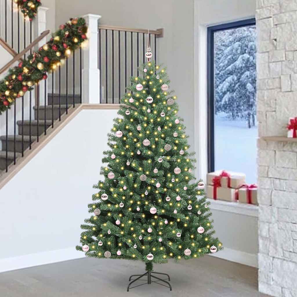 vidaXL Künstlicher klappbarer Weihnachtsbaum mit 300 LEDs Grün 240 cm