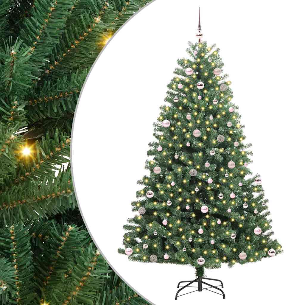 vidaXL Künstlicher klappbarer Weihnachtsbaum mit 300 LEDs Grün 240 cm