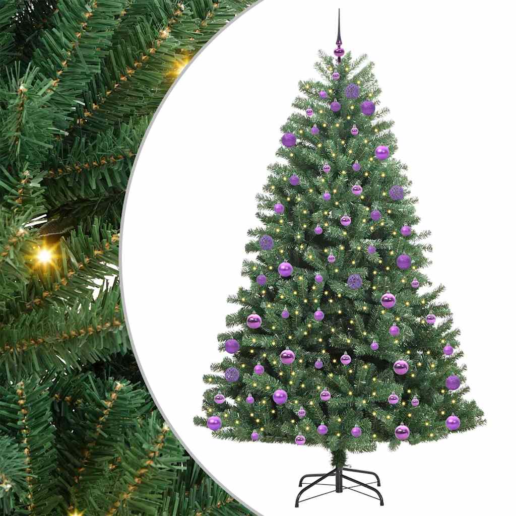 vidaXL Künstlicher klappbarer Weihnachtsbaum mit 300 LEDs Grün 240 cm