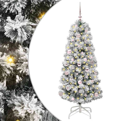 Künstlicher klappbarer Weihnachtsbaum Grün und Weiß 150 cm