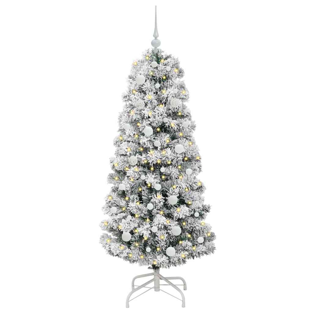 Künstlicher klappbarer Weihnachtsbaum Grün und Weiß 150 cm
