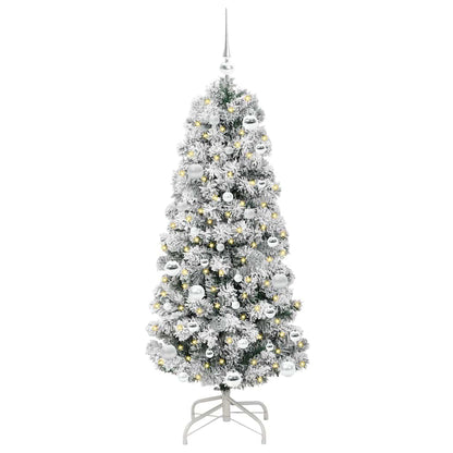 Künstlicher klappbarer Weihnachtsbaum Grün und Weiß 150 cm