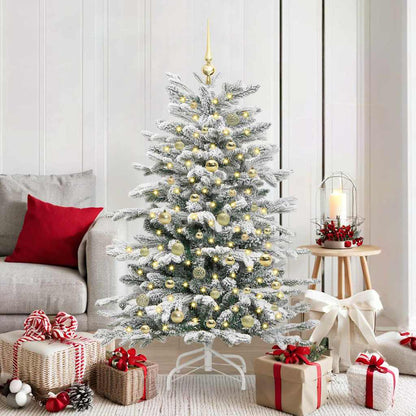 vidaXL Künstlicher klappbarer Weihnachtsbaum Weiß 150 cm PE und PVC