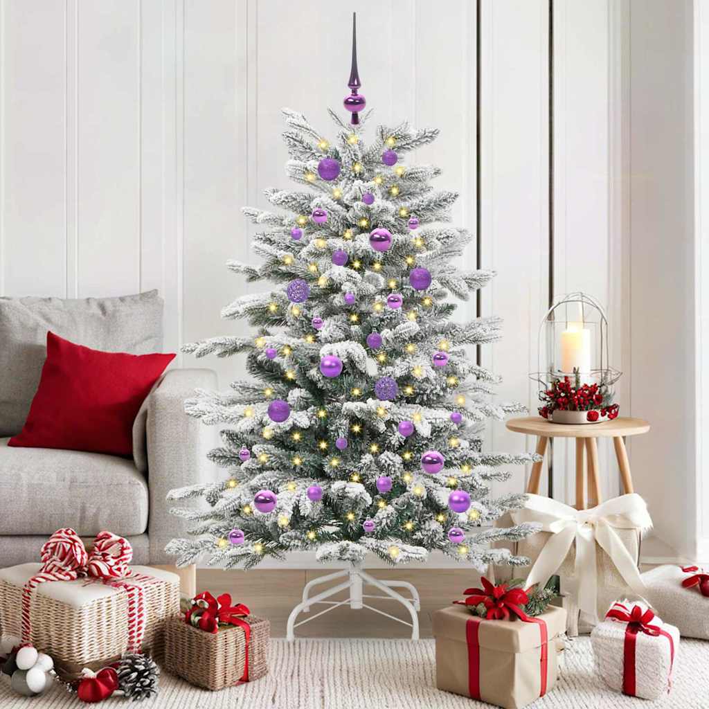 vidaXL Künstlicher klappbarer Weihnachtsbaum Weiß 150 cm PE und PVC