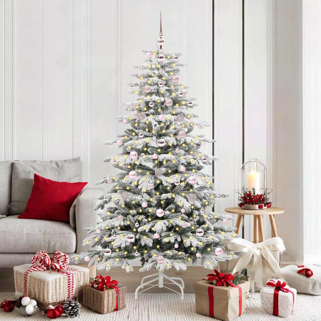 vidaXL Künstlicher klappbarer Weihnachtsbaum Weiß 180 cm PE und PVC