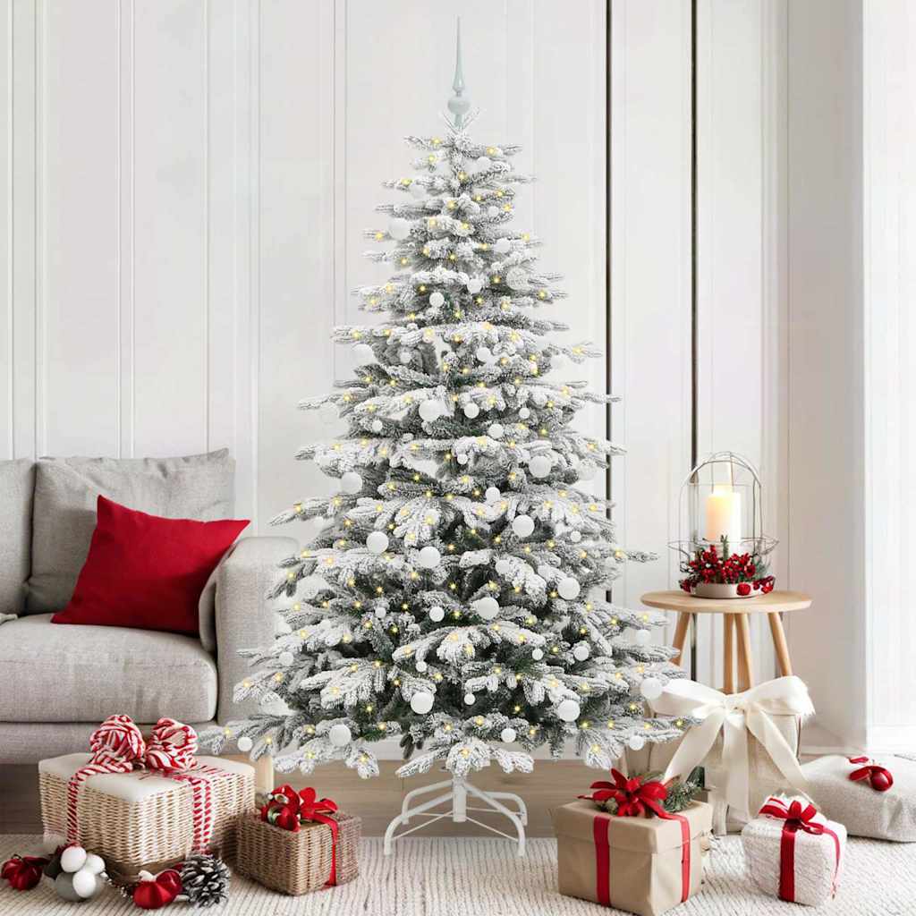 vidaXL Künstlicher klappbarer Weihnachtsbaum Weiß 180 cm PE und PVC