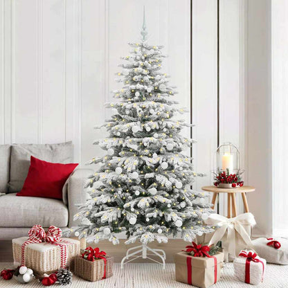 vidaXL Künstlicher klappbarer Weihnachtsbaum Weiß 180 cm PE und PVC
