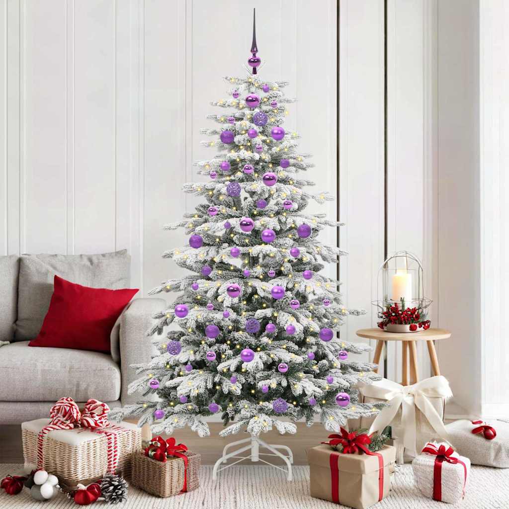 vidaXL Künstlicher klappbarer Weihnachtsbaum Weiß 180 cm PE und PVC