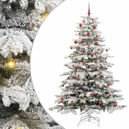 vidaXL Künstlicher klappbarer Weihnachtsbaum Weiß 210 cm PE und PVC