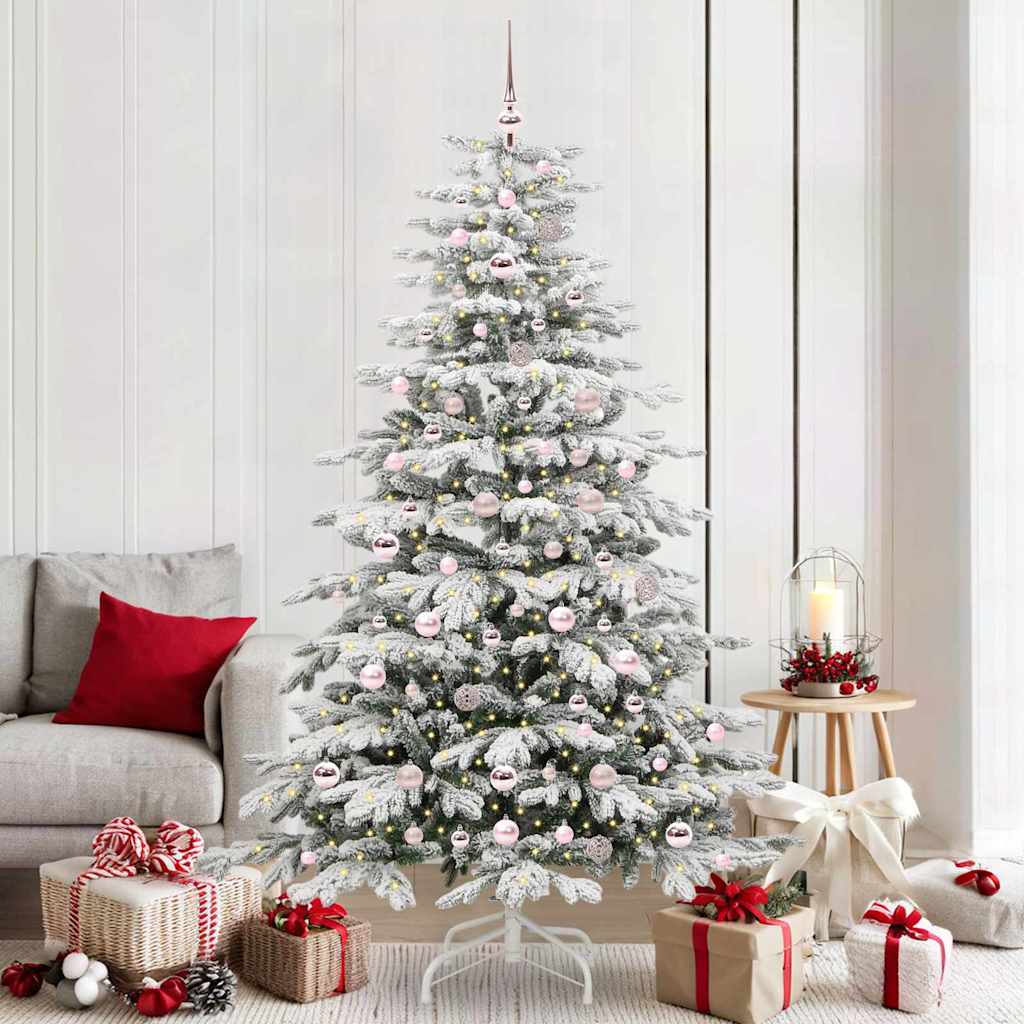 vidaXL Künstlicher klappbarer Weihnachtsbaum Weiß 210 cm PE und PVC