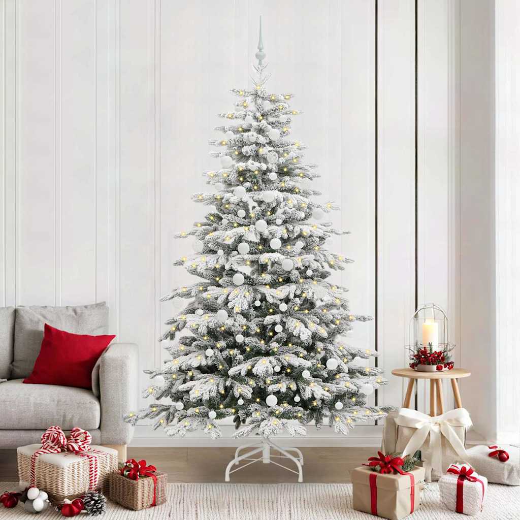 vidaXL Künstlicher klappbarer Weihnachtsbaum Weiß 210 cm PE und PVC