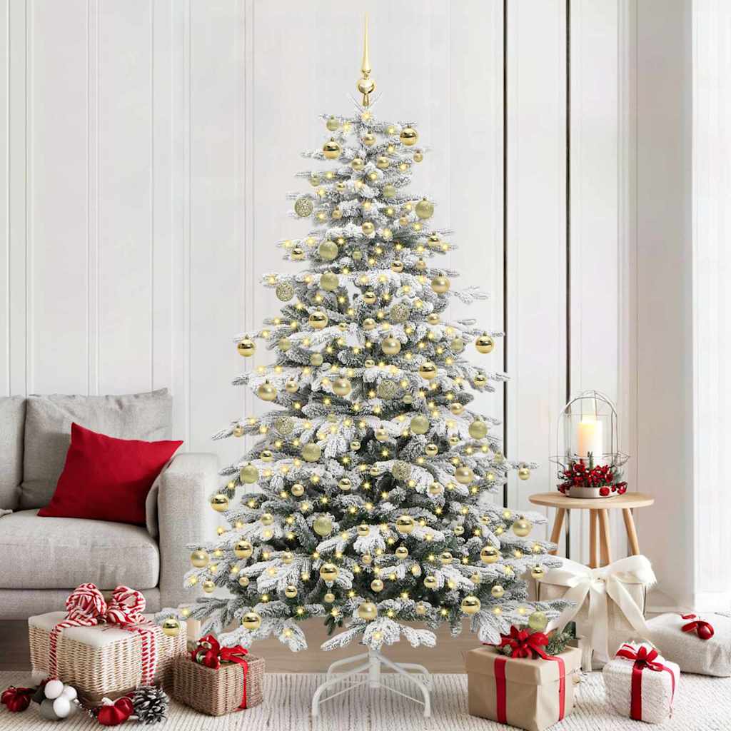 vidaXL Künstlicher klappbarer Weihnachtsbaum Weiß 210 cm PE und PVC