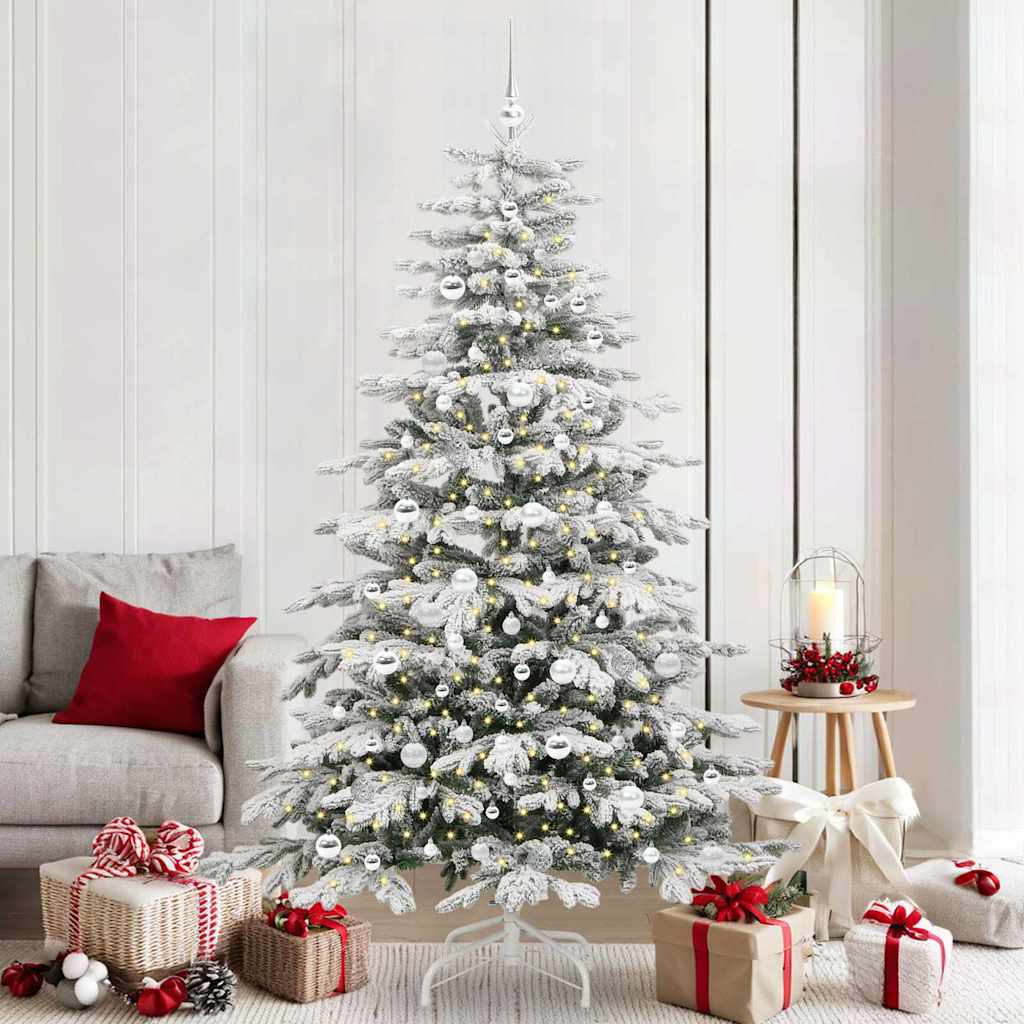vidaXL Künstlicher klappbarer Weihnachtsbaum Weiß 210 cm PE und PVC
