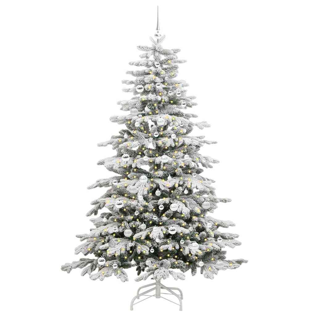 vidaXL Künstlicher klappbarer Weihnachtsbaum Weiß 210 cm PE und PVC
