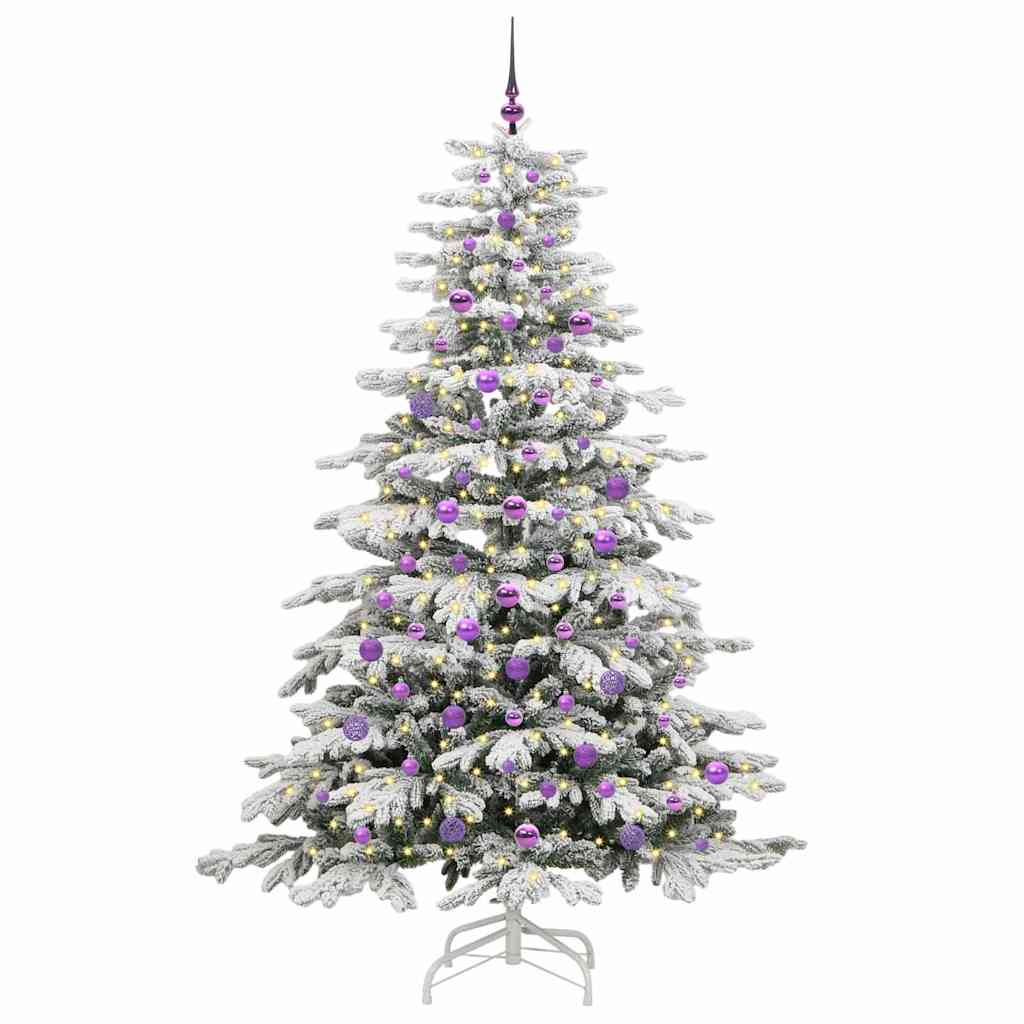 vidaXL Künstlicher klappbarer Weihnachtsbaum Weiß 210 cm PE und PVC