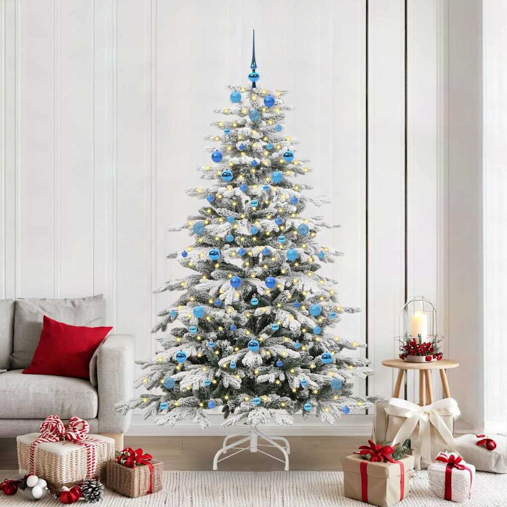 vidaXL Künstlicher klappbarer Weihnachtsbaum Weiß 210 cm PE und PVC