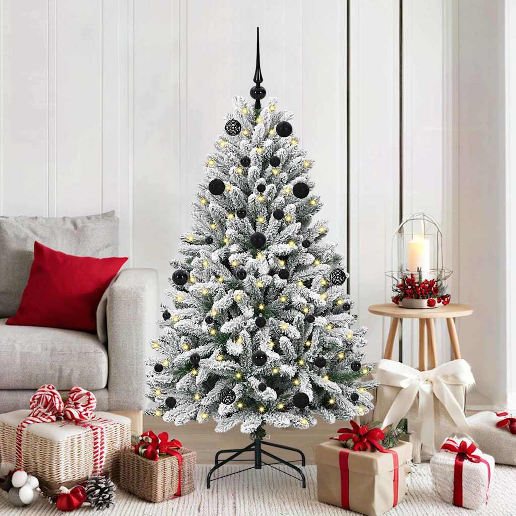 Künstlicher Weihnachtsbaum Grün und Weiß 150 cm PVC und Metall