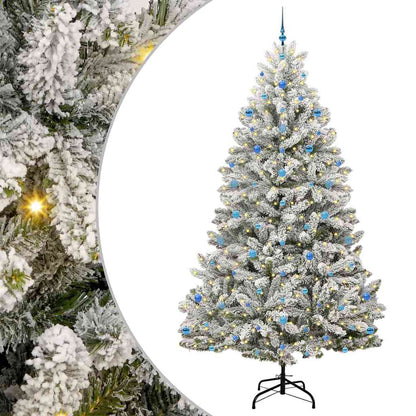 Künstlicher Weihnachtsbaum Grün und Weiß 270 cm PVC und Metall