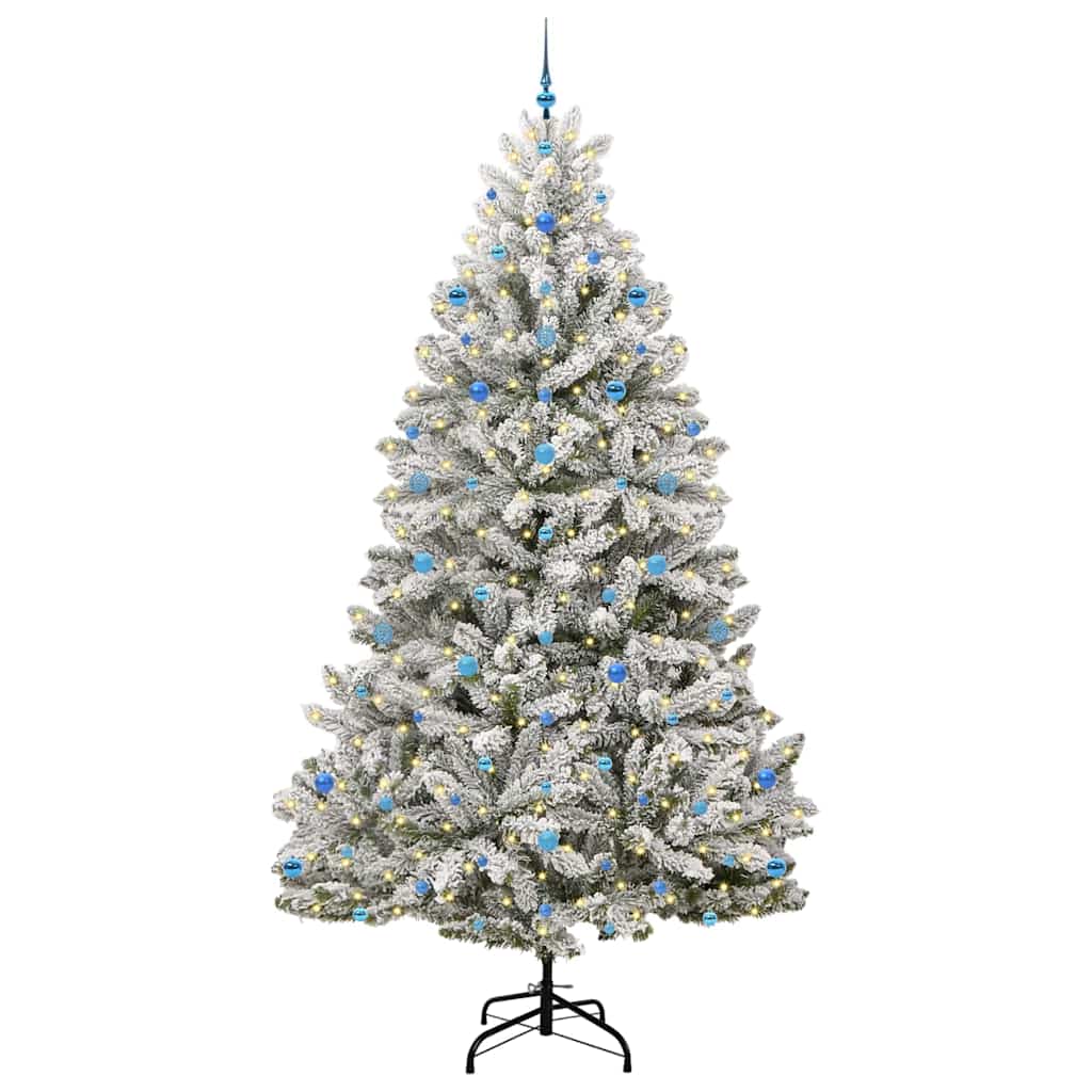 Künstlicher Weihnachtsbaum Grün und Weiß 270 cm PVC und Metall