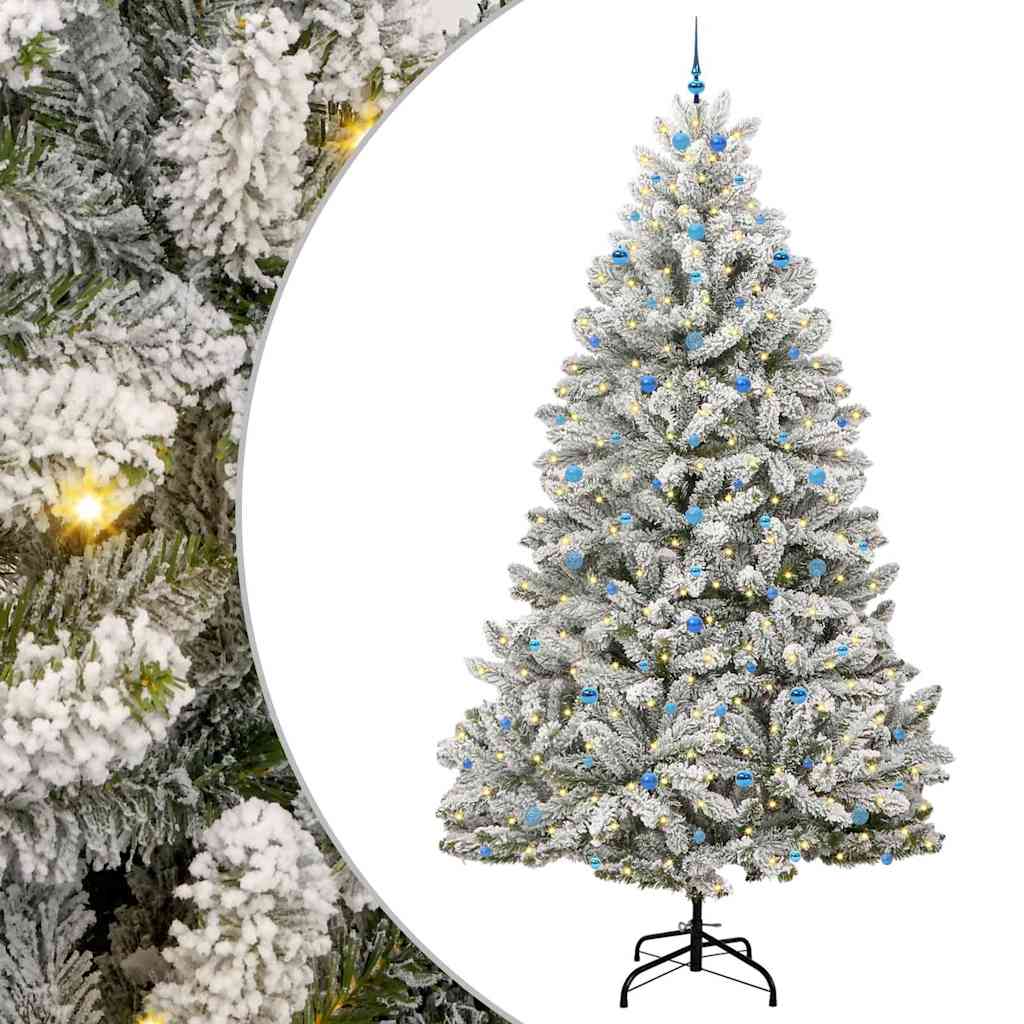 Künstlicher Weihnachtsbaum Grün und Weiß 300 cm PVC und Metall