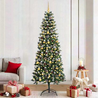 vidaXL Sapin de Noël artificiel avec 300 LED et support vert 210 cm