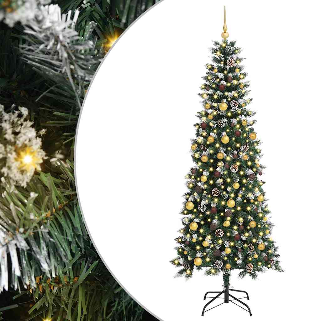vidaXL Sapin de Noël artificiel avec 300 LED et support vert 210 cm