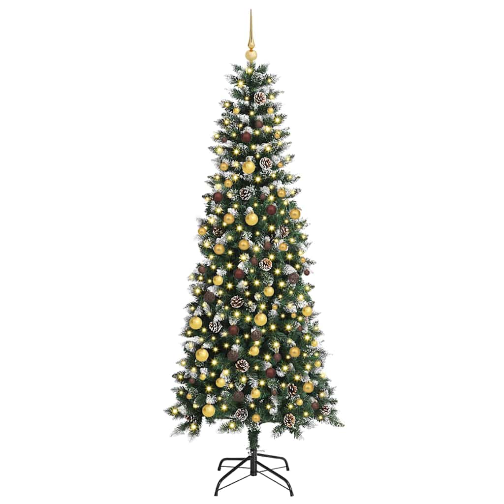 vidaXL Sapin de Noël artificiel avec 300 LED et support vert 210 cm
