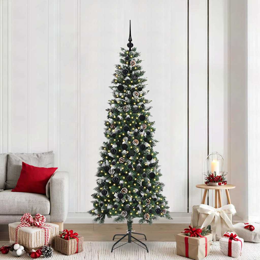 vidaXL Sapin de Noël artificiel avec 300 LED et support Vert 210 cm