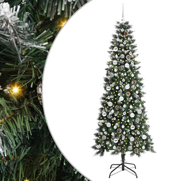 vidaXL Sapin de Noël artificiel 300 LED avec support Vert 210 cm