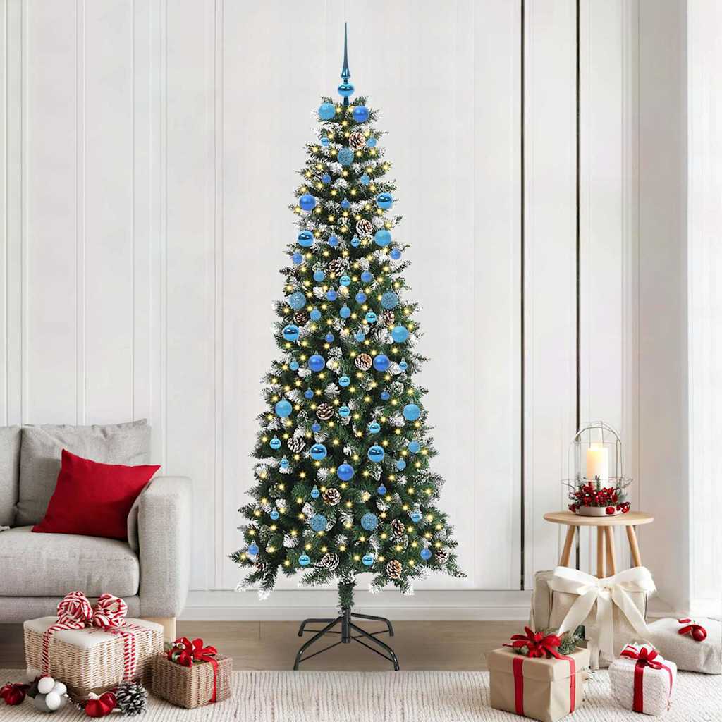 vidaXL Sapin de Noël artificiel avec 300 LED et support Vert 210 cm