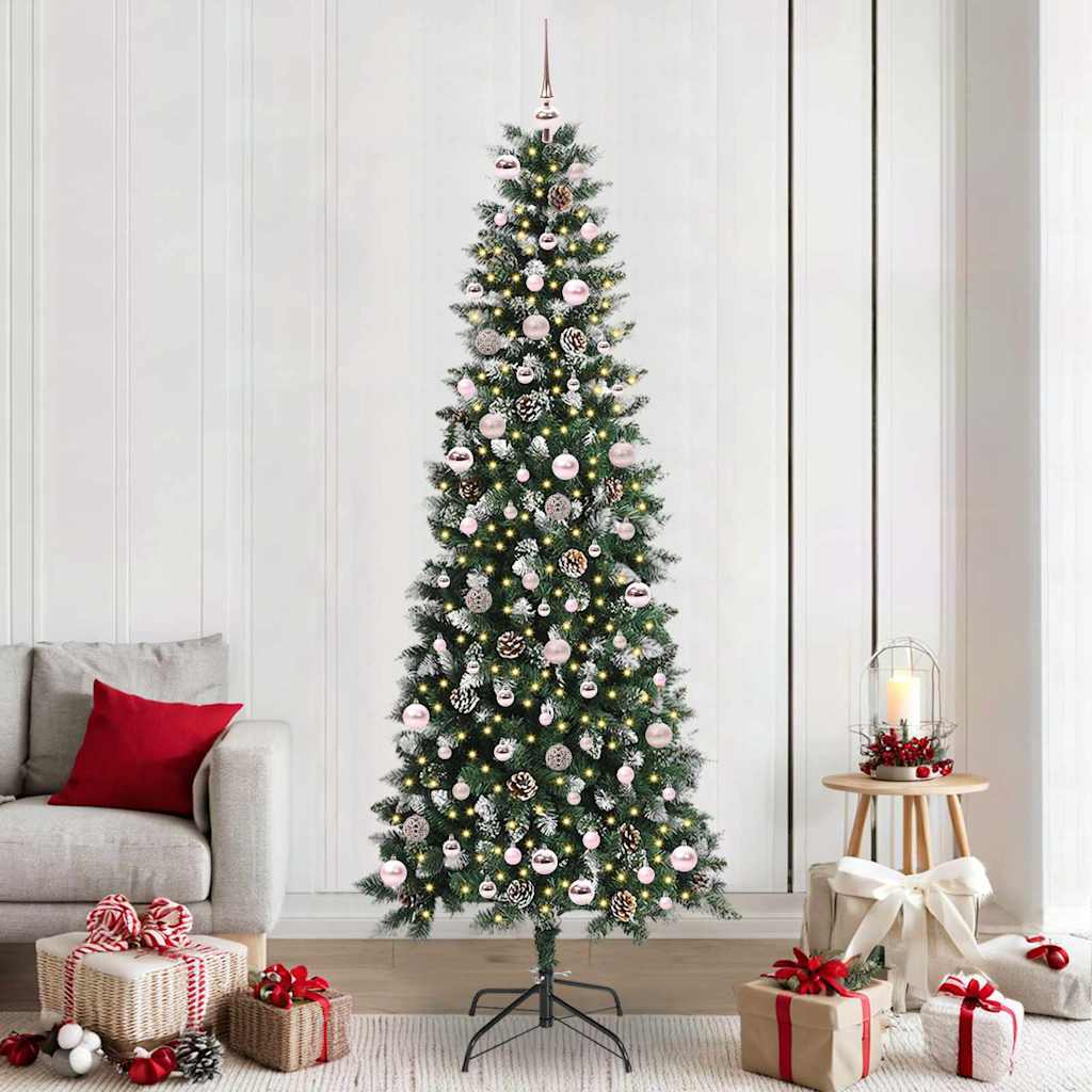 vidaXL Sapin de Noël artificiel avec 300 LED et support Vert 240 cm