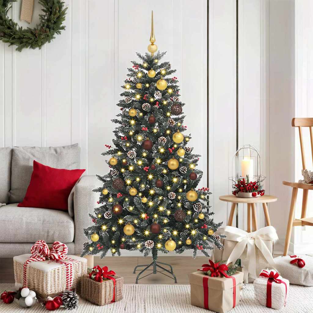 vidaXL Sapin de Noël artificiel vert 150 cm PVC, plastique et acier