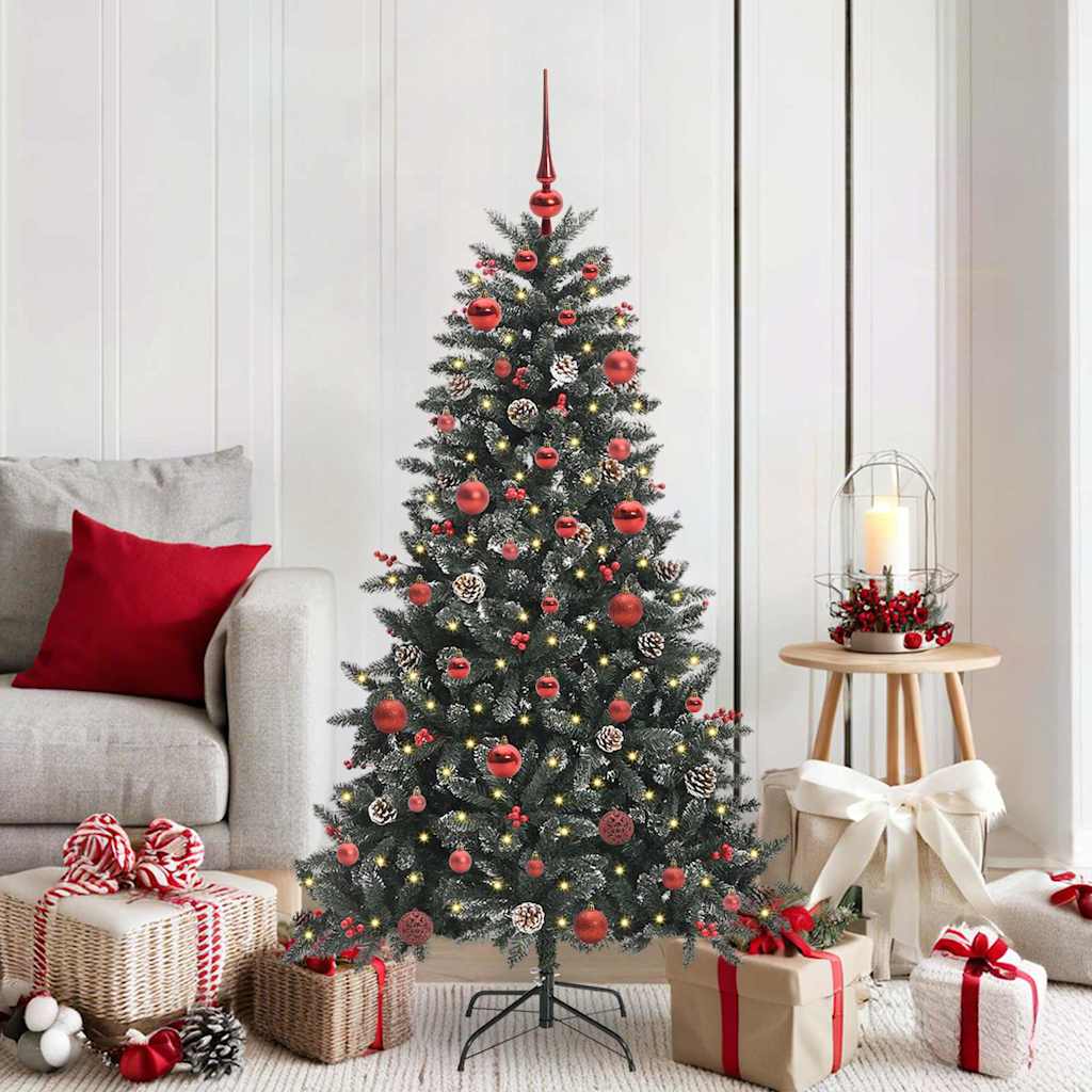 vidaXL Künstlicher Weihnachtsbaum Grün 150 cm PVC, Plastik und Stahl