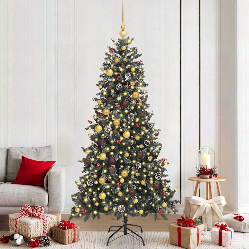 vidaXL Künstlicher Weihnachtsbaum Grün 210 cm PVC, Plastik und Stahl