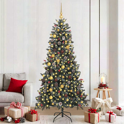 vidaXL Künstlicher Weihnachtsbaum Grün 210 cm PVC, Plastik und Stahl