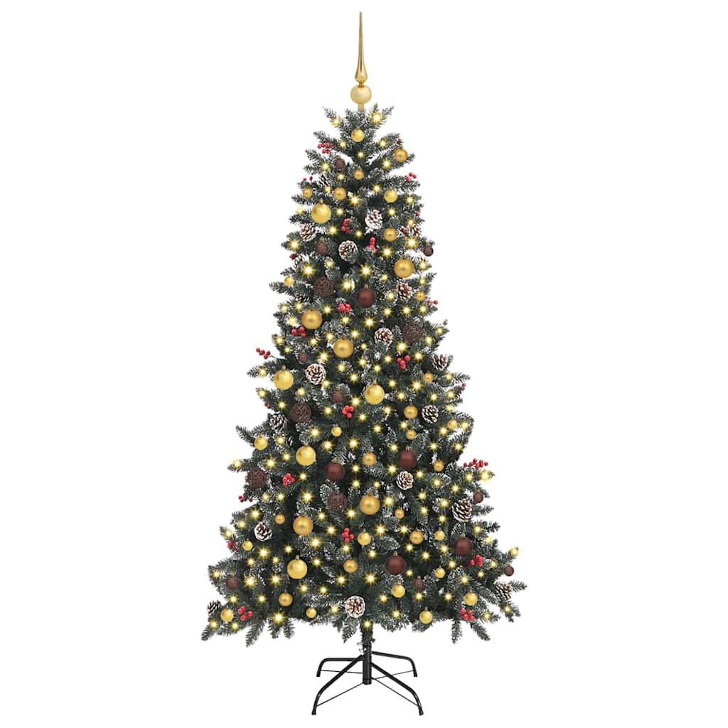 vidaXL Künstlicher Weihnachtsbaum Grün 210 cm PVC, Plastik und Stahl