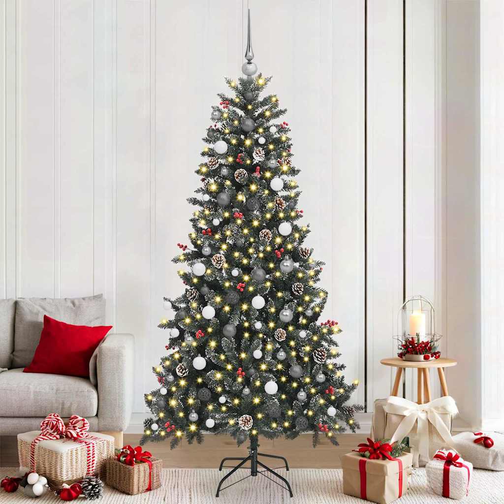 vidaXL Künstlicher Weihnachtsbaum Grün 210 cm PVC, Plastik und Stahl