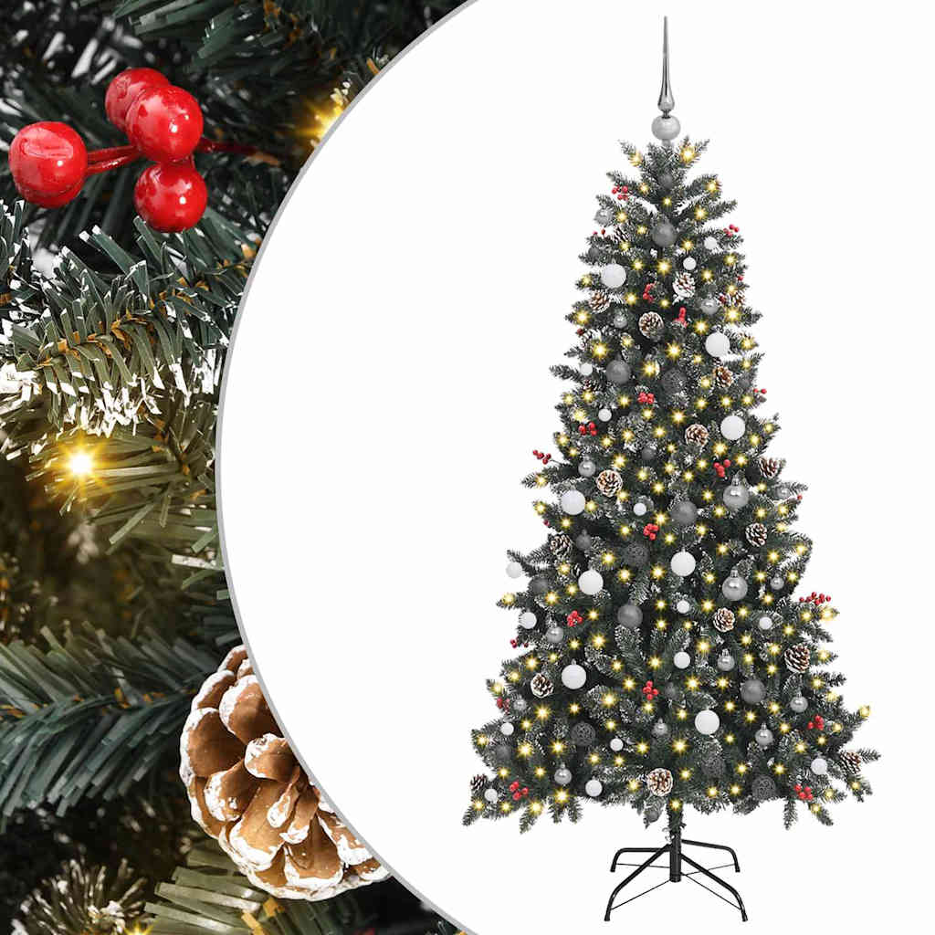 vidaXL Künstlicher Weihnachtsbaum Grün 210 cm PVC, Plastik und Stahl