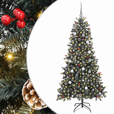 vidaXL Künstlicher Weihnachtsbaum Grün 210 cm PVC, Plastik und Stahl