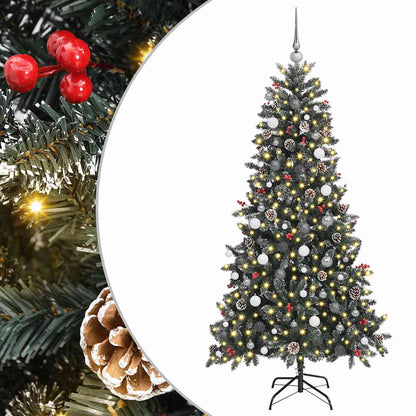 vidaXL Künstlicher Weihnachtsbaum Grün 210 cm PVC, Plastik und Stahl