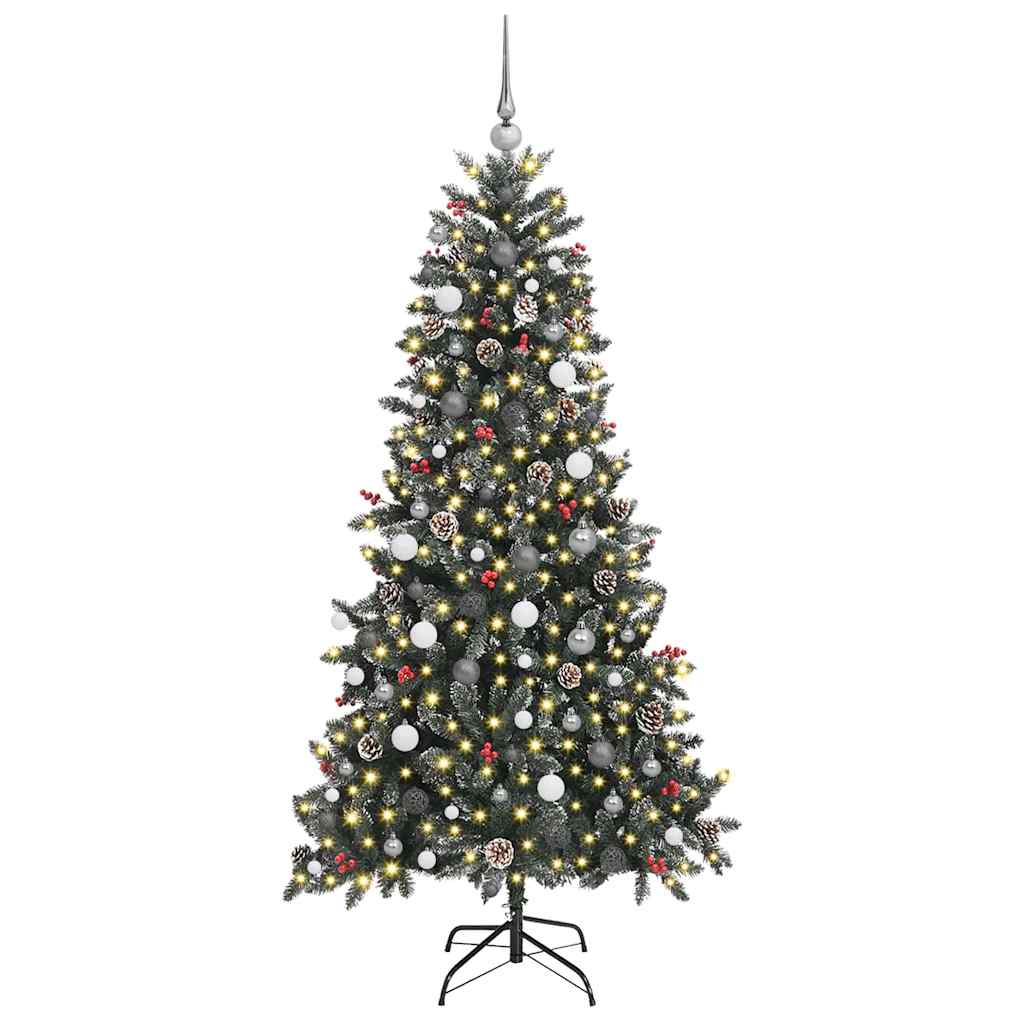 vidaXL Künstlicher Weihnachtsbaum Grün 210 cm PVC, Plastik und Stahl