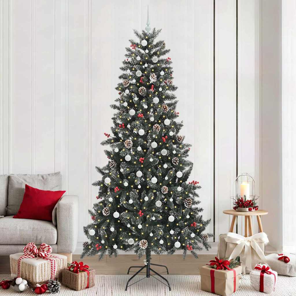 vidaXL Künstlicher Weihnachtsbaum Grün 240 cm PVC, Plastik und Stahl